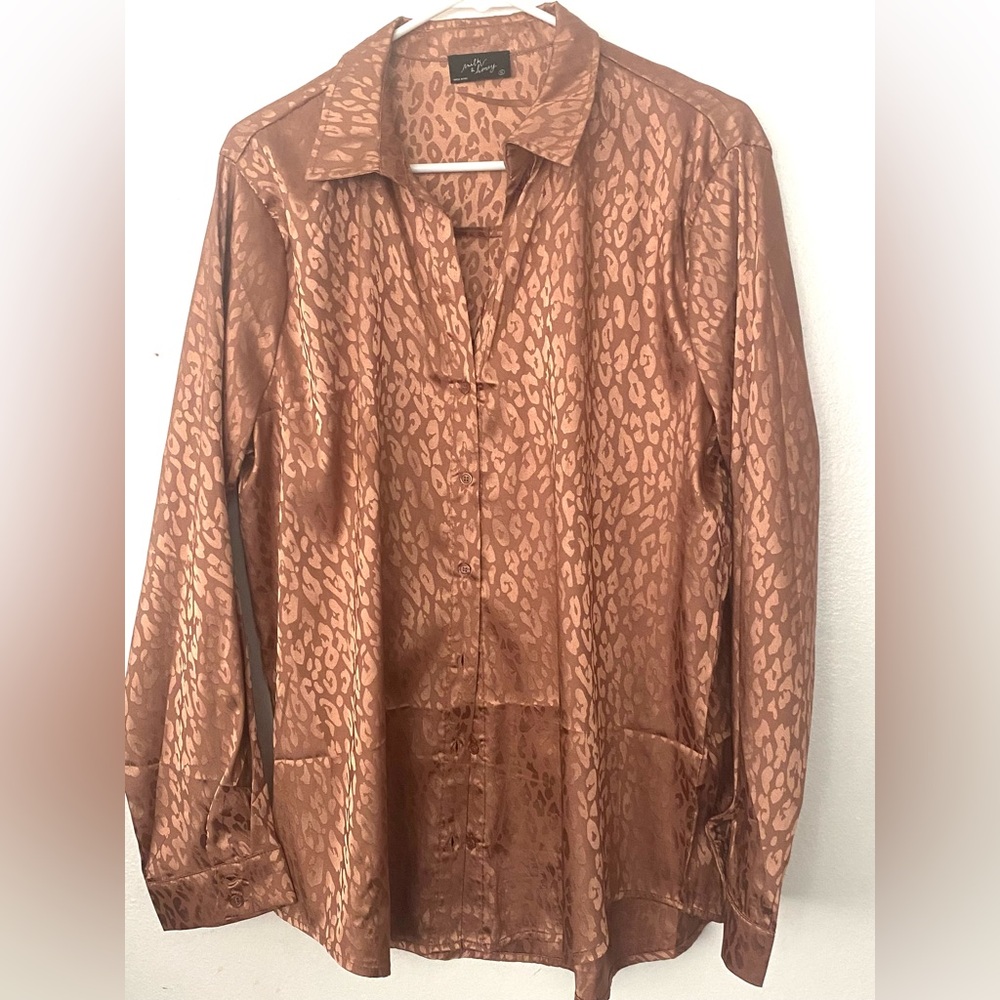 Elegant Copper Animal Print Blouse